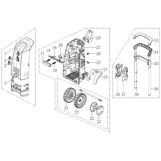 Рукоятка, корпус и колеса Champion HP3300